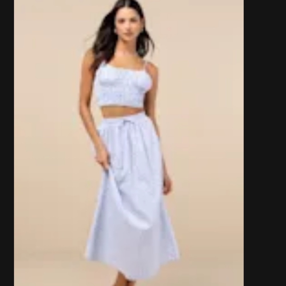 Lulus Delightful Blue Midi Dress